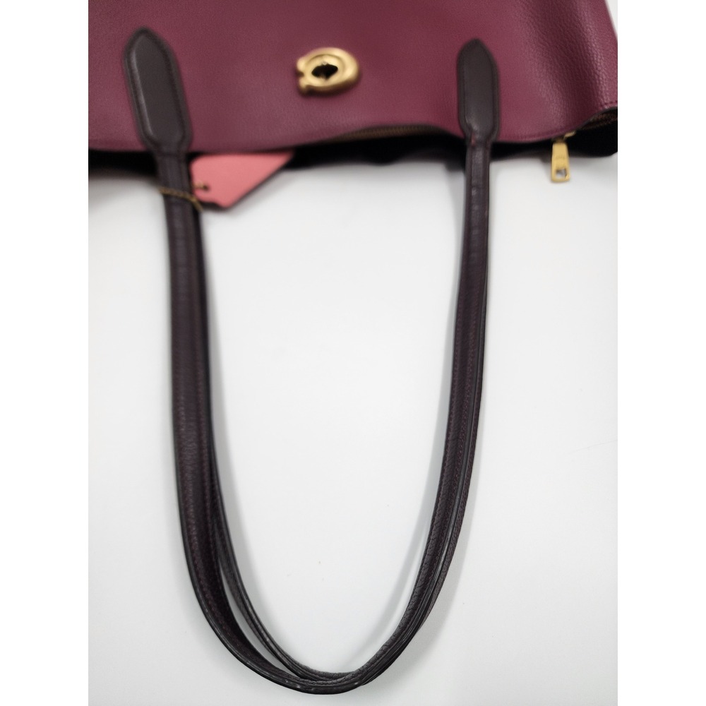 Coach Willow Tote Bag Berry Polished Pebble Leather Turnlock C0691 Womens - Picture 14 of 16